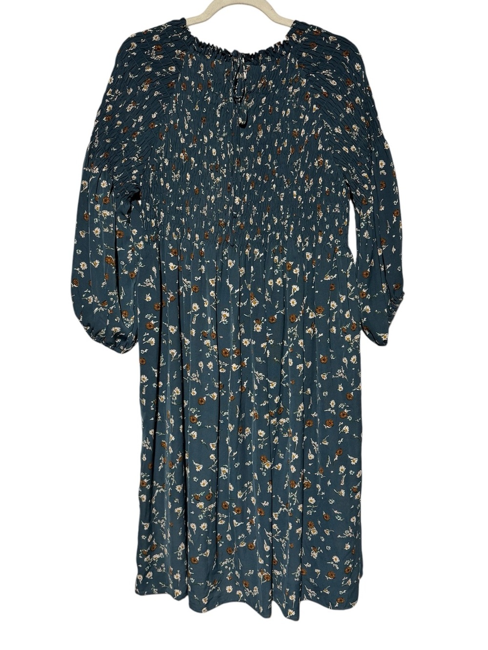 Roolee Smocked Midi Dress Size Large Long Sleeve Fall Prairie Modest Cottagecore